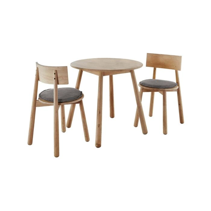 Natural Signature 2 Seater Raw Natural 3 Piece Baseball Round Table Dining Set