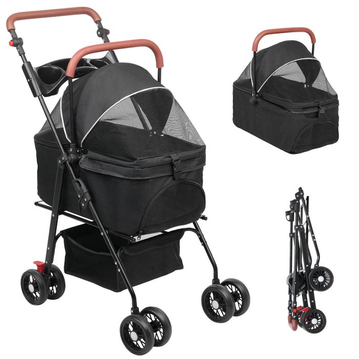 Advwin 3in1 Pet Stroller Dog Cat Carrier Travel Large Pushchair Fold Adjustable 4 Wheel