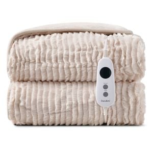 Dreamaker Eyelash Fleece Reversible Electric Heated Throw Blanket Natural 200 X 180cm | Overheat Protection, Auto-off