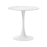 Oikiture 60cm Dining Table Round Metal White