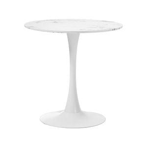 Oikiture 60cm Dining Table Round Metal White