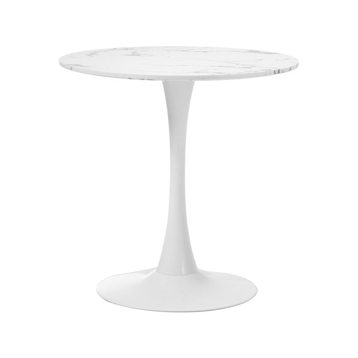 Oikiture 60cm Dining Table Round Metal White
