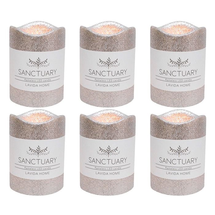 6PK LVD Flameless Candle Small Silver Decorative Home/Lounge Decor