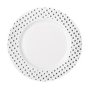 12x 6pc Partyware Heavy Duty Durable Dinner Plates Set 190mm Silver Dot