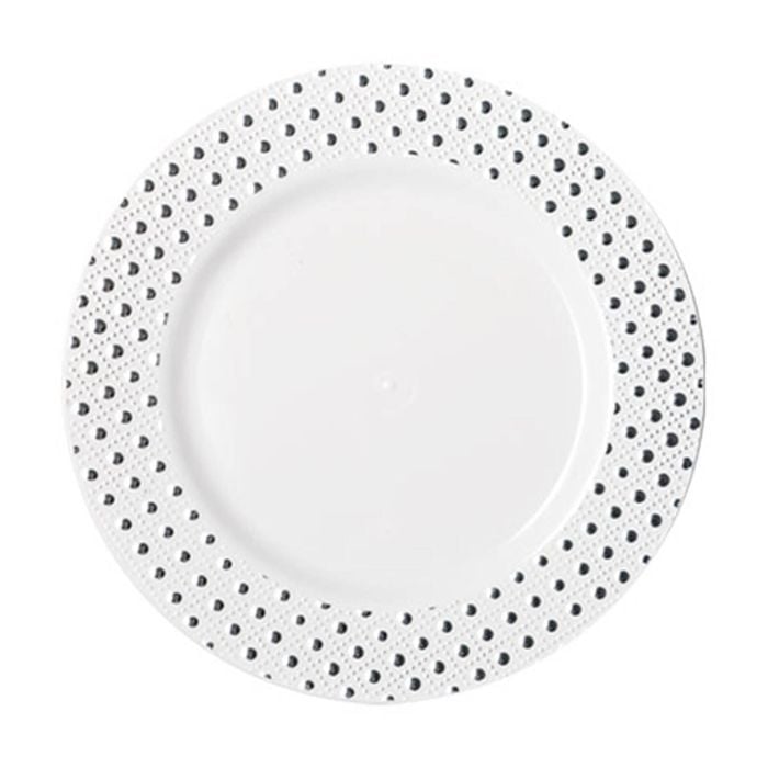 12x 6pc Partyware Heavy Duty Durable Dinner Plates Set 190mm Silver Dot