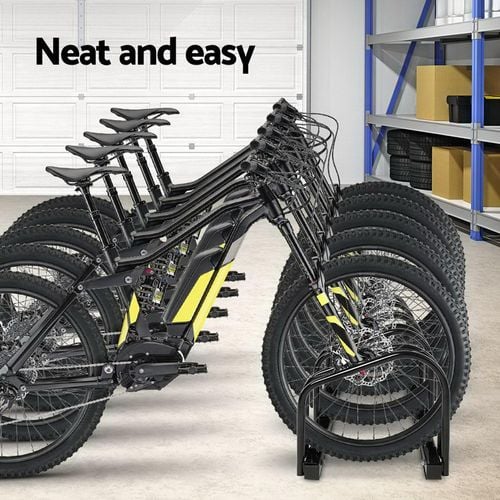 5 Bike Stand Bicycle Rack Floor Parking Holder Instant Storage Portable Black Bunnings Australia