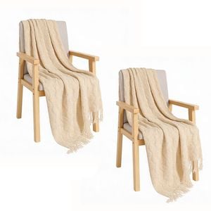 Soga 2x Cream Polyester Throw Blanket Soft Cozy Sofa Bed