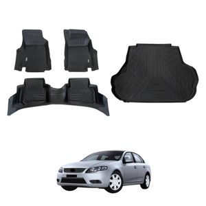 AUSGO Floor Mats & Boot Liner Set for Ford Falcon FG ecoLPi Series 2008-2014 Car Floor Liners Cargo Mat