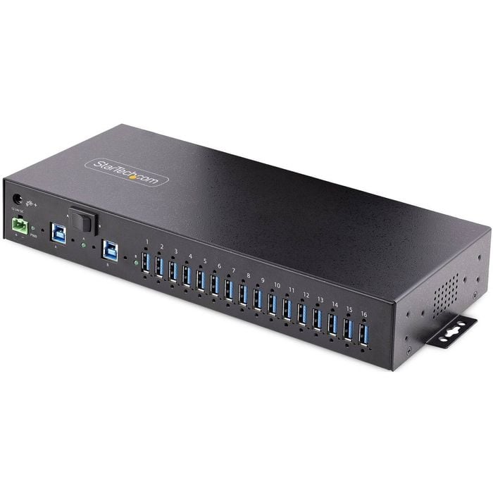 StarTech.com 16-Port Industrial USB 3.0 Hub 5Gbps, Mountable, Terminal Block Power Up to 120W Shared, USB Charging
