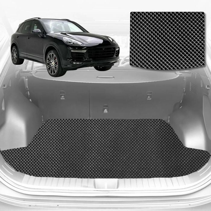 6D Diamond Car Boot Mat for Porsche Cayenne 92A2011-2017-with net bag-Cargo Mat-Black-Outback GT