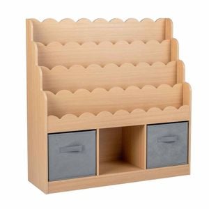 Costway Kid Bookshelf Toy Storage Organizer Drawer Wooden Natural