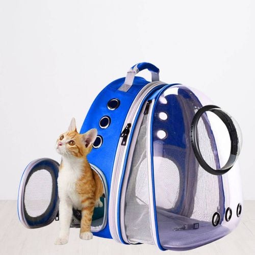 FLOOFI Expandable Space Capsule Backpack for Small Cats and Dogs Model 2 Blue Bunnings Australia