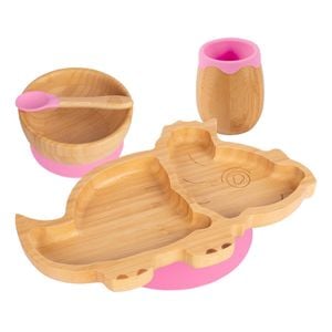 Tiny Dining 4pc Dinosaur Bamboo Suction Baby Feeding Set