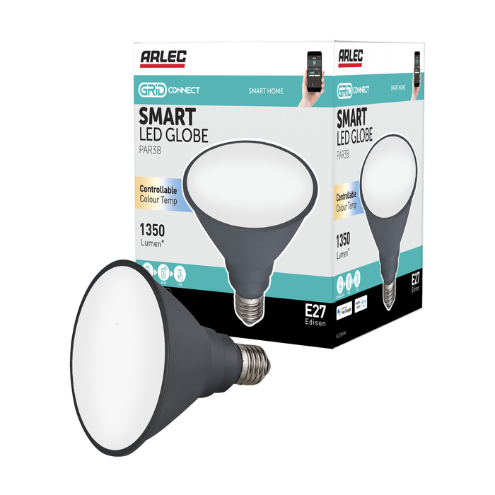 Arlec Grid Connect Smart PAR38 E27 LED 1350lm 15W CCT Globe