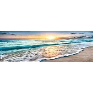 Panoramic Sunset Beach Canvas Wall Print - Serene Tide (50 x 150 cm) - Unframed