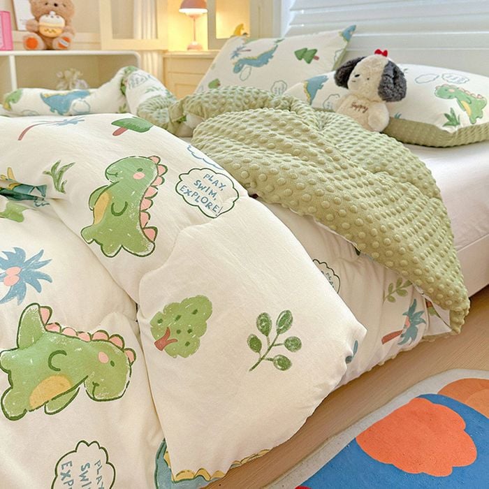 CottonMore Winter Warm Dinosaur Pattern Plush Blanket Quilt Comforter 200x230cm