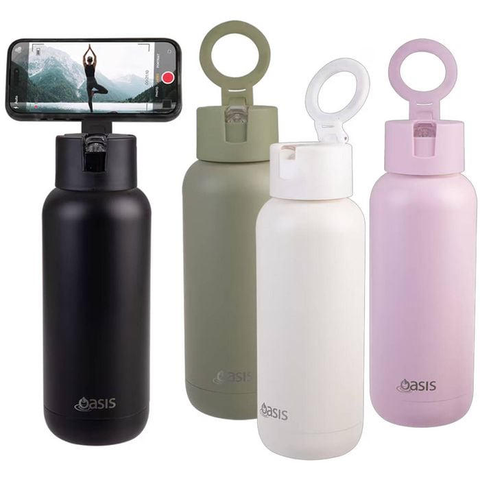 Oasis Mag-Grip Ceramic Triple Wall Insulated Moda Drink Bottle 1L - Black