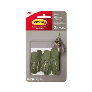 Command Medium Olive Wire Adhesive Hook - 6 Pack