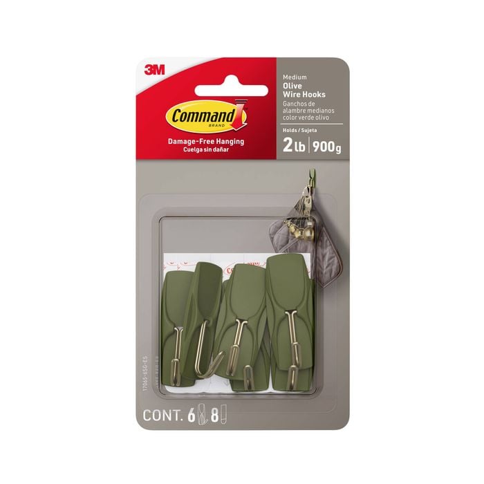 Command Medium Olive Wire Adhesive Hook - 6 Pack