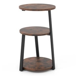 Costway Wooden Side End Table 3-tier Round Side Table