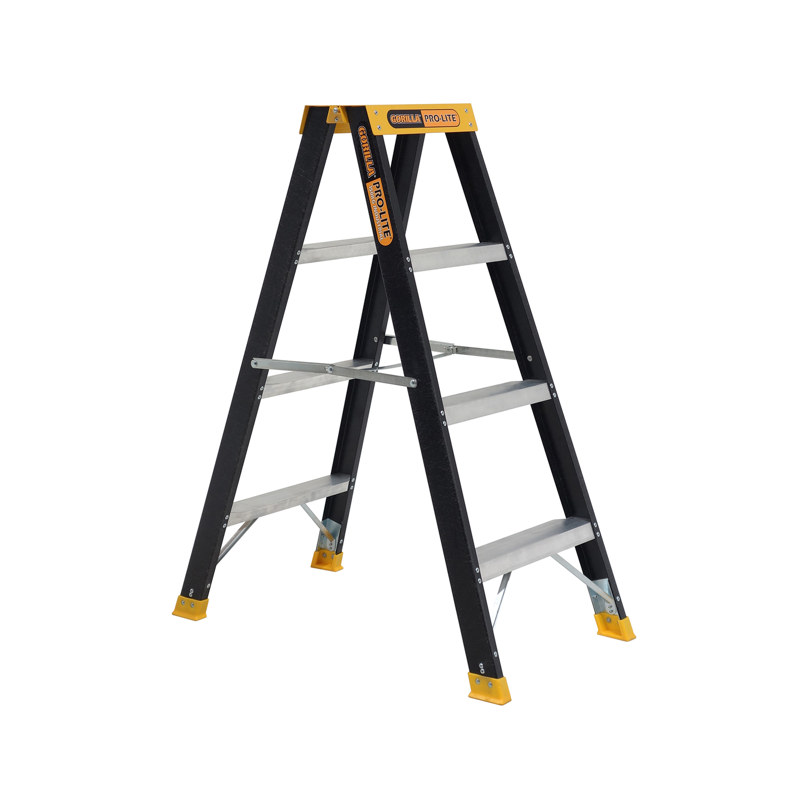 Gorilla Ladders FSM004-PRO - 4-Step 1.17m Double Sided A-Frame Fibreglass Ladder - C&L Tool Centre