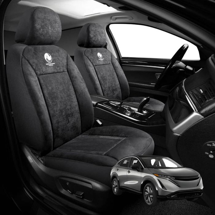 Australian Goose Edition Front Seat Covers for Nissan Ariya 2025 - Current - Suede, Universal Fit - Black