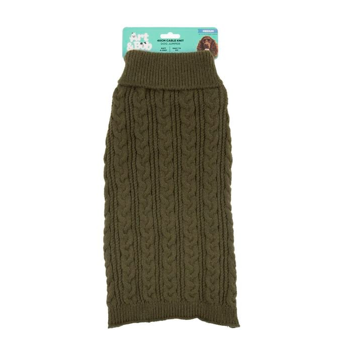 Art & Bob 40cm Moss Medium Knitted Dog Jumper