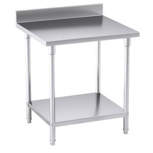 SOGA 80x70x85cm Stainless Steel Bench with Backsplash