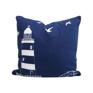 Lighthouse Watch 45cm Cushion Pillow Square - White/Blue