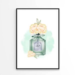 Green Elegant Perfume with Yellow Shaded Flowers   Print 100% Australian Made 60 x 90cm   (Poster)