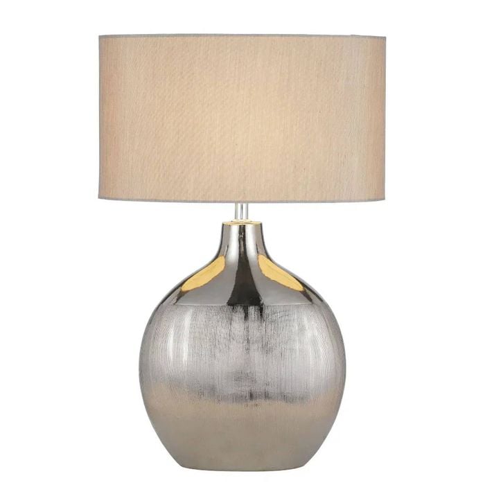 Telbix Ancora Modern Table Desk Lamp Light Ceramic Silver Black Gloss