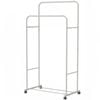 P&P White Double Rail Rolling Garment Rack With Slatted Shoe Shelf