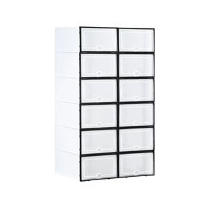 12pcs Plastic Shoe Display Cases Stackable Storage Organiser Box White