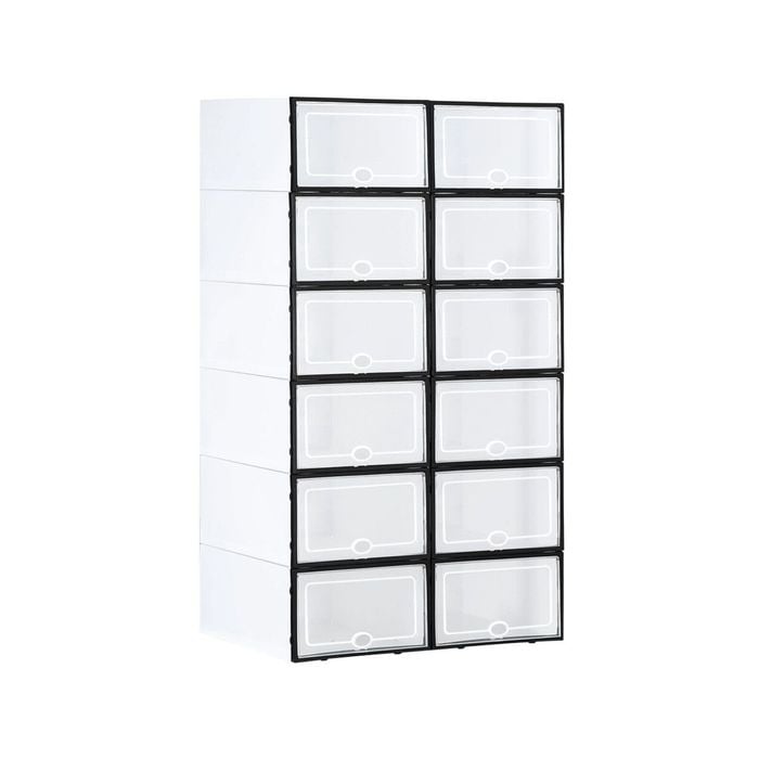 12pcs Plastic Shoe Display Cases Stackable Storage Organiser Box White