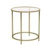 Gold Round Side Table with Golden Metal Frame, Robust and Stable