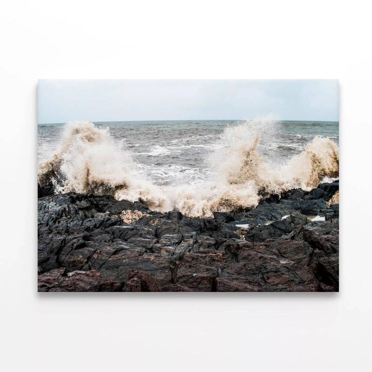 Waves Beach Side View Print 100% Australian Made 90 x 60cm (Stretched