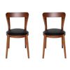 Pack of 2 | Replica Passoni Pagaia Dining Chair | PU Leather - Walnut & Black