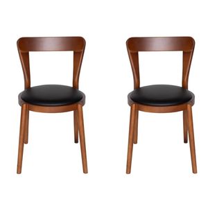 Pack of 2 | Replica Passoni Pagaia Dining Chair | PU Leather - Walnut & Black