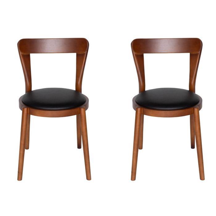 Pack of 2 | Replica Passoni Pagaia Dining Chair | PU Leather - Walnut & Black