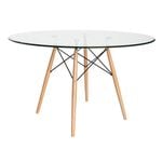 SK Designer Living | Replica Eames Eiffel Round Glass Dining Table | Natural | 120cm