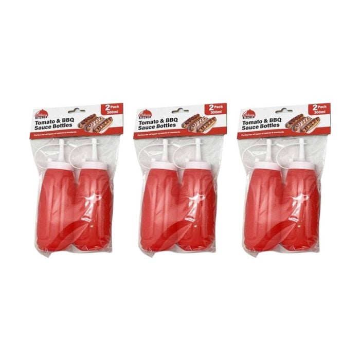 3x 2pc Culinary Kitchen Plastic Squeeze Bottle Sauce Dispensers 300ml Assorted