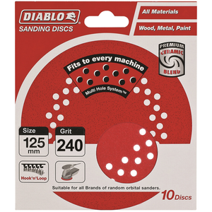 Diablo 125mm 240 Grit Multi Surface Orbital Sanding Discs - 10 Pack
