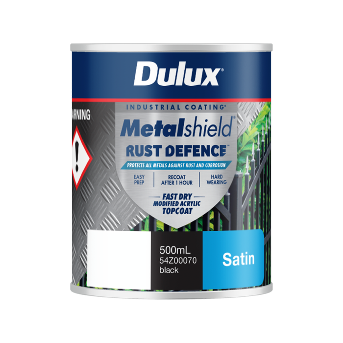 Dulux 500ml Black Satin Metalshield Rust Defence - .5L