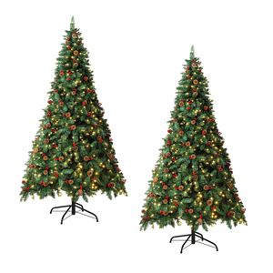 Tinseltown 2PCS LED Christmas Tree 2.4M 8FT Xmas Trees Decorations Green w/ Ornaments