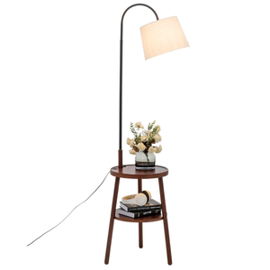 Naples Tripod Floor Lamp Shelf Storage Drawer Bed Side Table Light W/ Usb Charger