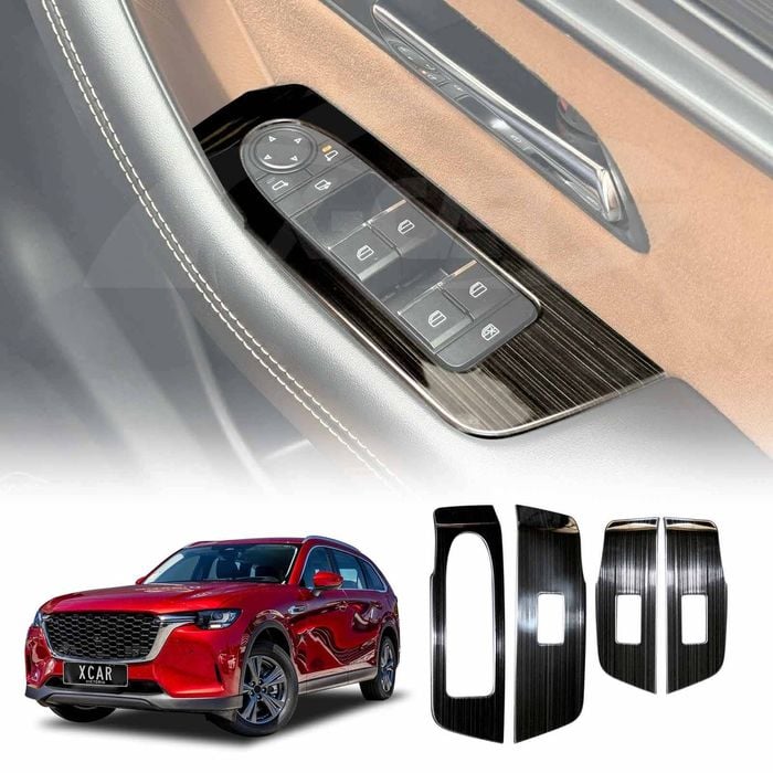 Power Window Control Switch Panel Trim for Mazda CX-80 CX80 2024-Onwards Stainless Steel Style