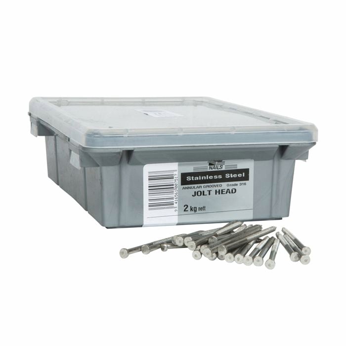 NZ Nails 50 x 2.8mm 316 Stainless Steel Jolt Head Nail - 2kg Box