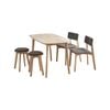 Natural Signature 1350mm 4 Seater Raw Natural Hockey 5 Piece Chairs and Stools Dining Set with Cosmo Brown Seat Fabric