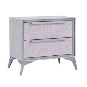 Bellos Living 2 Drawer Bedside Table Fabric Drawers in Grey