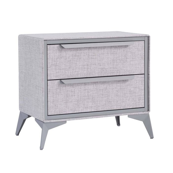 Bellos Living 2 Drawer Bedside Table Fabric Drawers in Grey